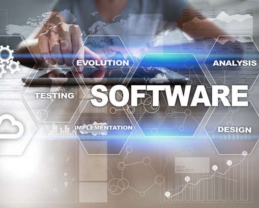 Software development. Data Digital Programs System Technology Concept