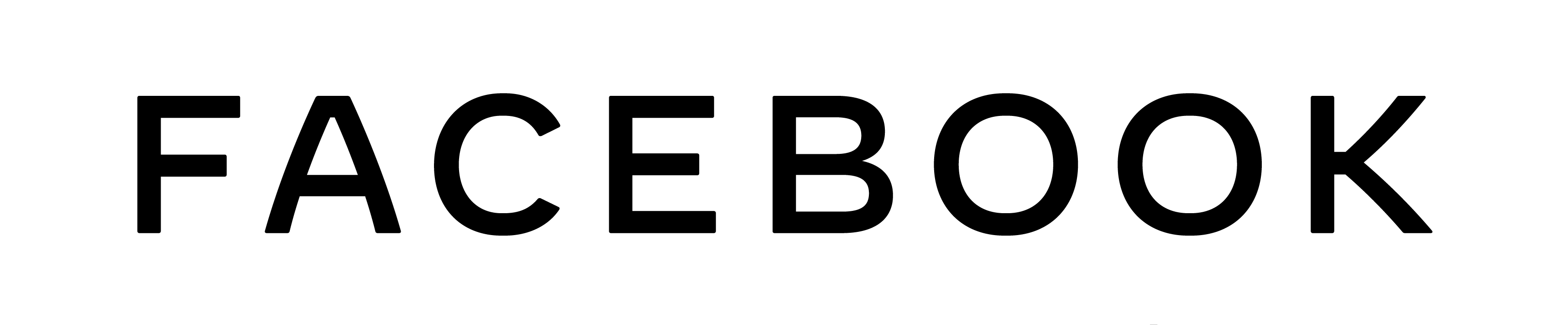 Logotipo da empresa Facebook. O nome “Facebook” está escrito na cor preta. Logotipo