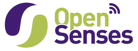 Logotipo da empresa OpenSenses. Trata-se de uma identidade nas cores roxa e verde. A palavra “Open” está acima da “Senses”. Do lado esquerdo, há uma forma abstrata verde e roxa, no formato circular.