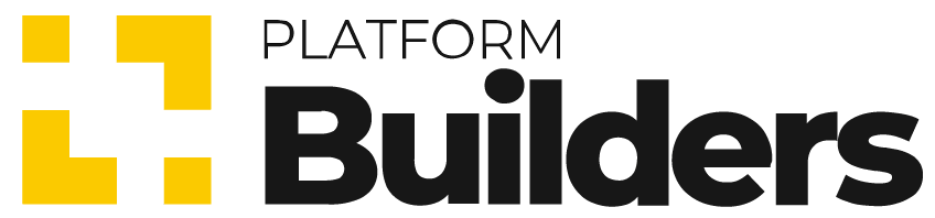 logo builders Logotipo da Builders. Trata-se de um logo que do lado esquerdo tem um quadrado em amarelo. Do lado direito, tem o nome da empresa: “Platform Builders”.