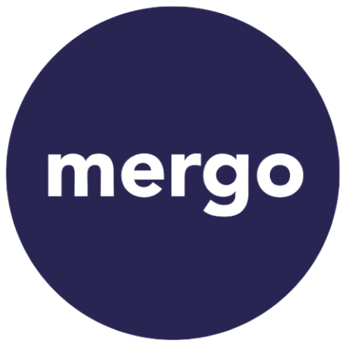 logo mergo Logotipo da empresa Mergo. Trata-se de uma forma circular azul com o nome “Mergo” dentro.