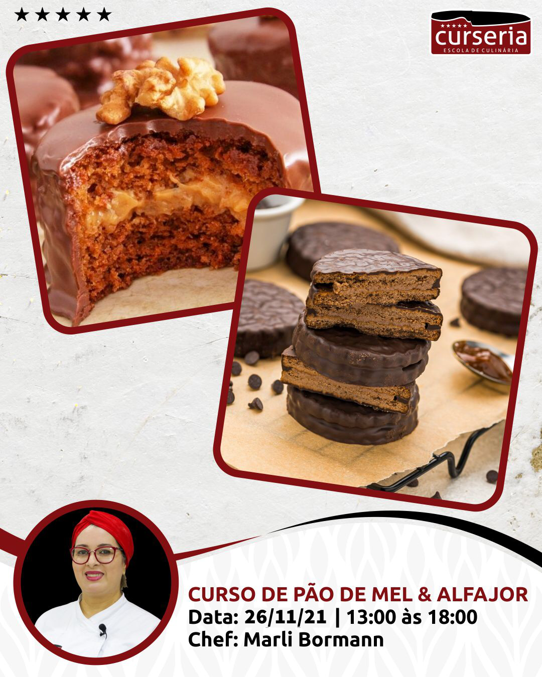 curso de alfajor curso de pão de mel